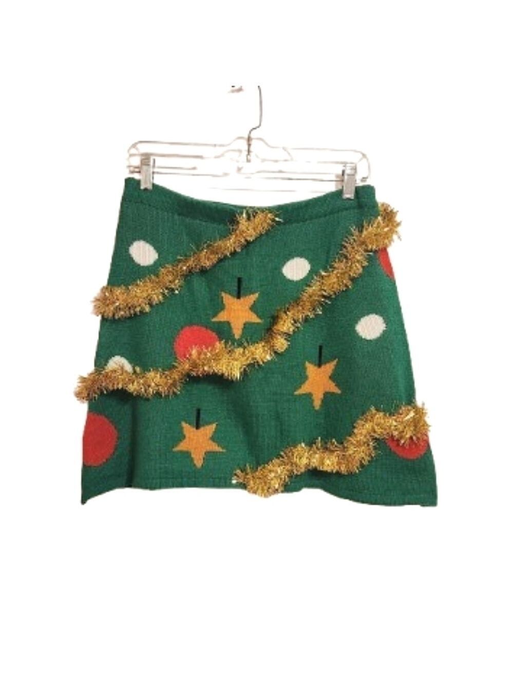 With Love Derek Christmas Tinsel Knit Skirt Large